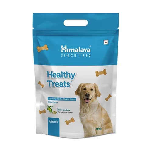 Himalaya Healthy Dog Treats Adult (Milk Flavour) Fortified with Flaxseed, Gokshura & Calcium for Dogs (400g / 900g Pouch)