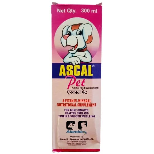 Alembic Ascal Pet Syrup Calcium Supplement for Dogs & Cats – 300 ml