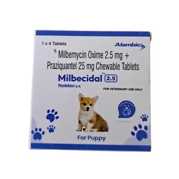 Alembic Milbecidal 2.5 mg Chewable Deworming Tablets for Dogs & Puppies