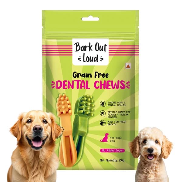 Bark Out Loud by Vivaldis Grain-Free Chicken Dental Chews for Dogs (Bristle Shape Oral Care Treats)