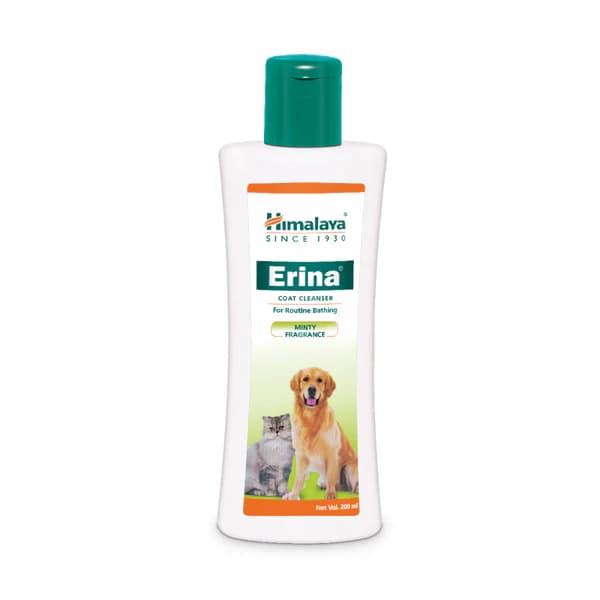 Himalaya Erina Herbal Coat Cleanser, Conditioning & Anti-Dandruff Grooming Shampoo with Neem, Eucalyptus & Vacha for Dogs & Cats (200ml / 450ml Bottle)