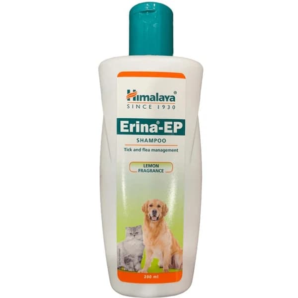 Himalaya Erina-EP Herbal Ectoparasiticide Anti-Tick, Flea & Lice Shampoo with Neem & Eucalyptus for Dogs & Cats (200ml Bottle)