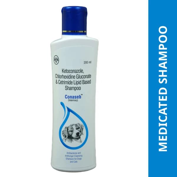 Intas Conaseb Therapeutic Antibacterial, Antifungal & Antiseptic Medicated Shampoo for Dogs & Cats