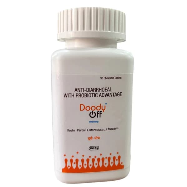 Intas Doody Off Oral Digestive, Stool Odour Control & Antidiarrhoeal Tablets for Dogs & Cats