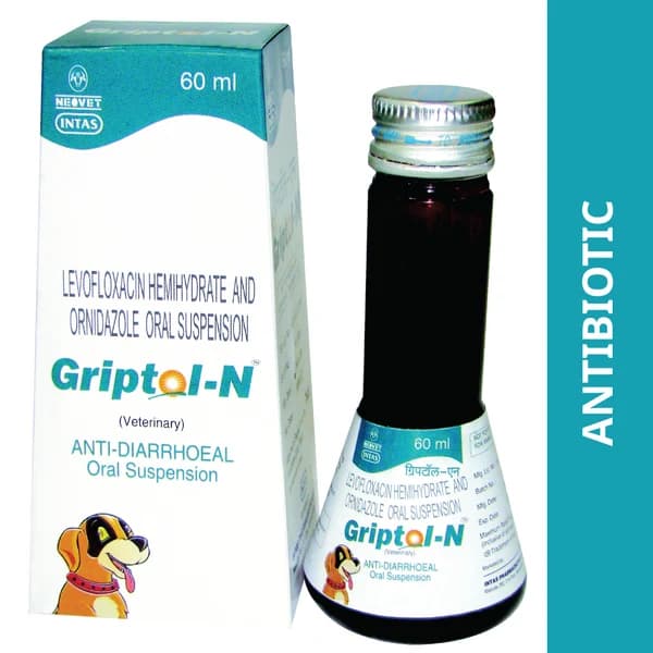 Intas Griptol-N Broad-Spectrum Antibacterial, Antiprotozoal & Antidiarrhoeal Oral Suspension for Dogs