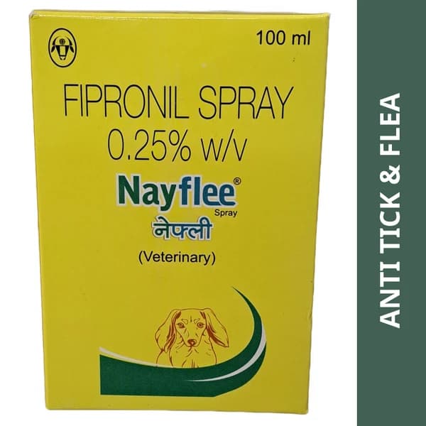 Intas Nayflee Broad-Spectrum Ectoparasitic Contact Spray for Dogs, Puppies, Cats & Kittens – Fipronil 0.25% w/v (100ml Precision Metered Pump Spray Bottle)
