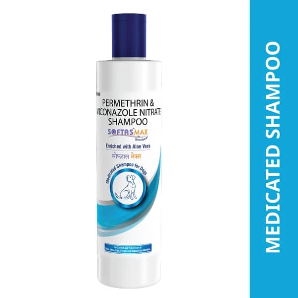 Intas Softas Max Triple-Action Medicated Ectoparasiticide & Antifungal Shampoo for Dogs