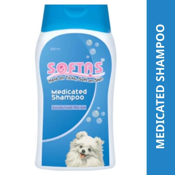 Intas Softas Medicated Tick, Flea & Lice Ectoparasitic Bath Wash for Dogs & Cats โ Propoxur 1% w/w (200ml Dispensing Bottle)