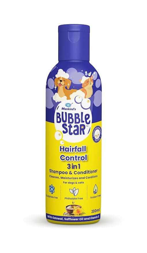 Mankind BubbleStar Hairfall Control 3-in-1 Shampoo & Conditioner for Dogs & Cats
