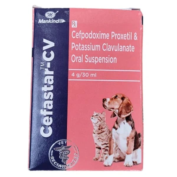 Mankind Cefastar CV Dry Syrup (Cefpodoxime Proxetil & Clavulanic Acid) Oral Suspension for Dogs and Cats