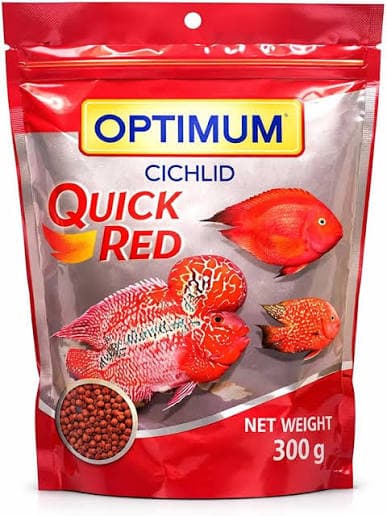 Optimum Cichlid Quick Red Fish Food – Rapid Color-Enhancing Small Bullet Pellet Diet with Balanced Nutrition & Non-Clouding Formula for Cichlids (300g Pack)