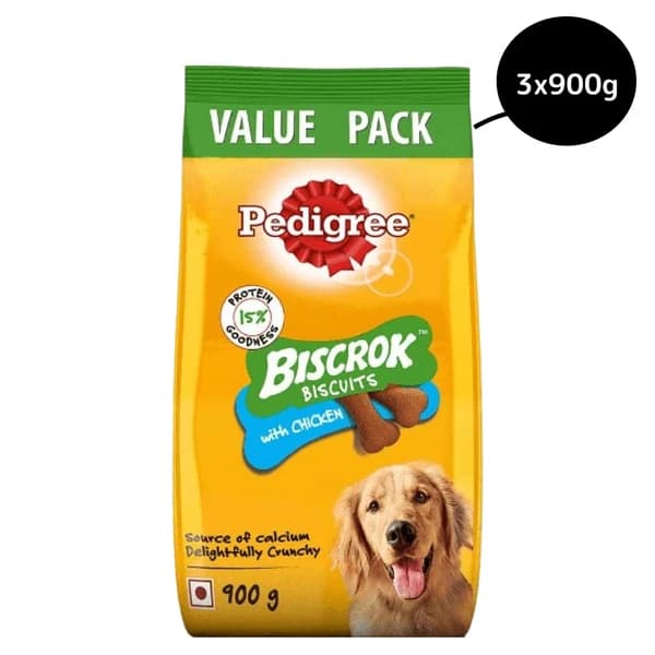 Pedigree Biscrok Chicken Flavour Crunchy Dog Treat Biscuits (900g Pack)