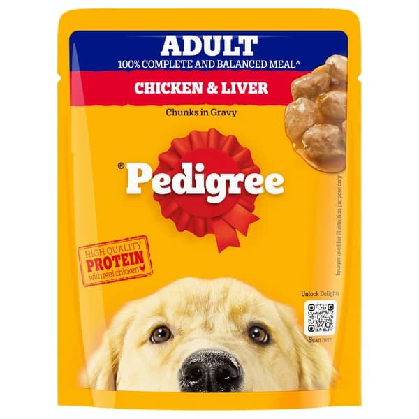 Pedigree Chicken & Liver Chunks in Gravy Adult Dog Wet Food 70g