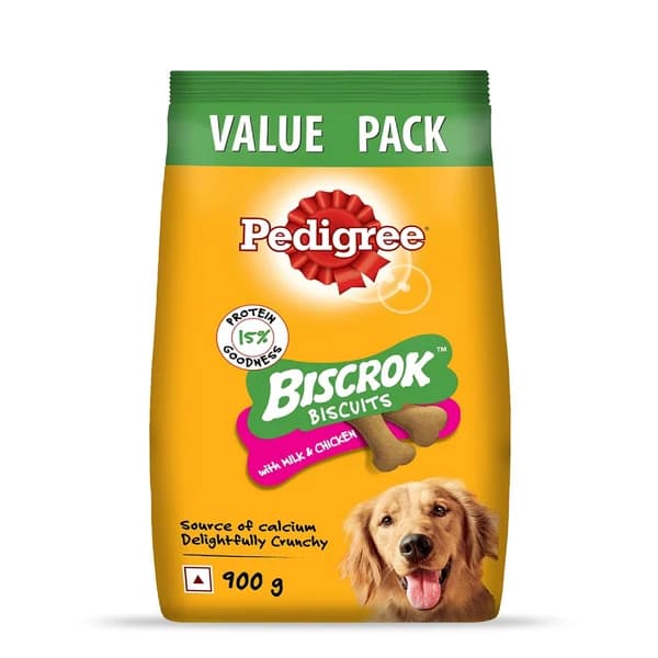 Pedigree Biscrok Milk & Chicken Flavour Crunchy Dog Treat Biscuits (900g Pack)
