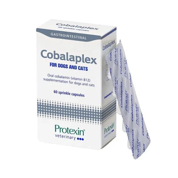 Protexin Cobalaplex for Dogs & Cats – Tasty Artificial Chicken-Flavored Vitamin B12 & Folic Acid Supplement with Preplex® Prebiotics for Cobalamin Deficiency, Cell Function & Gastrointestinal Health (Capsule Pack)