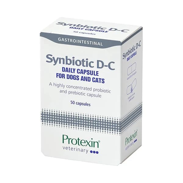 Protexin Synbiotic D-C for Dogs & Cats – Daily Veterinary Probiotic & Prebiotic Capsule Supplement