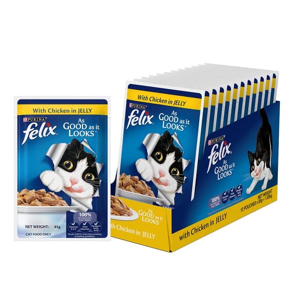 Purina Felix "As Good As It Looks" Adult Cat Wet Food – Tender Chicken Chunks in Succulent Savory Jelly