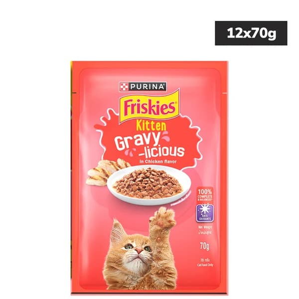 Purina Friskies Gravy-licious (Chicken Flavour in Rich Gravy) Kitten Complete & Balanced Wet Cat Food