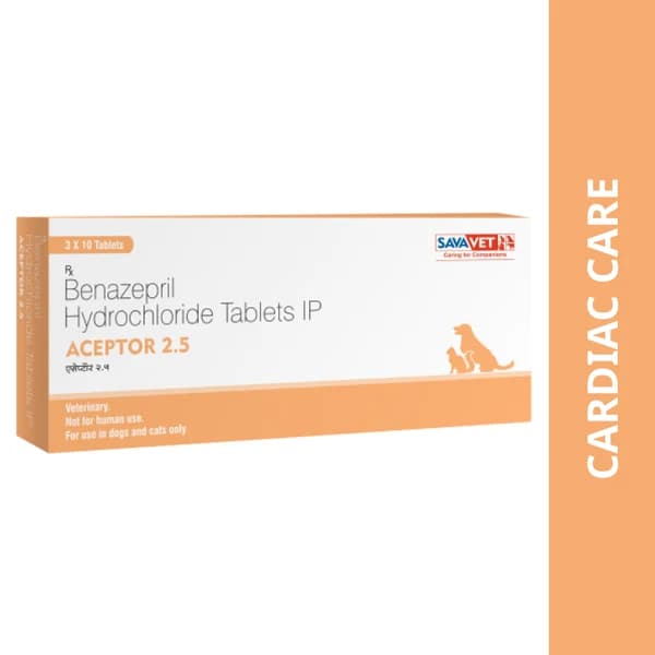 Savavet Aceptor (Benazepril Hydrochloride) Cardiovascular & Renal ACE-Inhibitor Tablets for Dogs & Cats (Pack of 10 Tablets