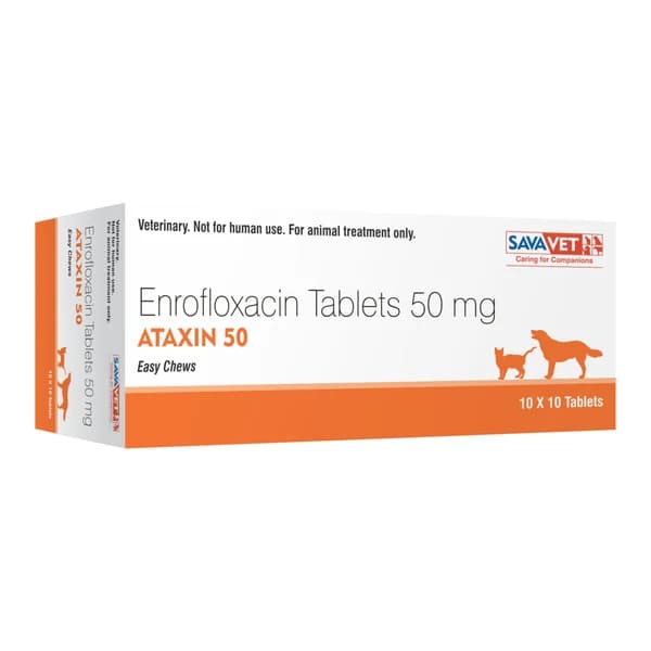 Savavet Ataxin (Enrofloxacin) Broad-Spectrum Antibacterial Chewable Tablets for Dogs & Cats (Pack of 10 Tablets)