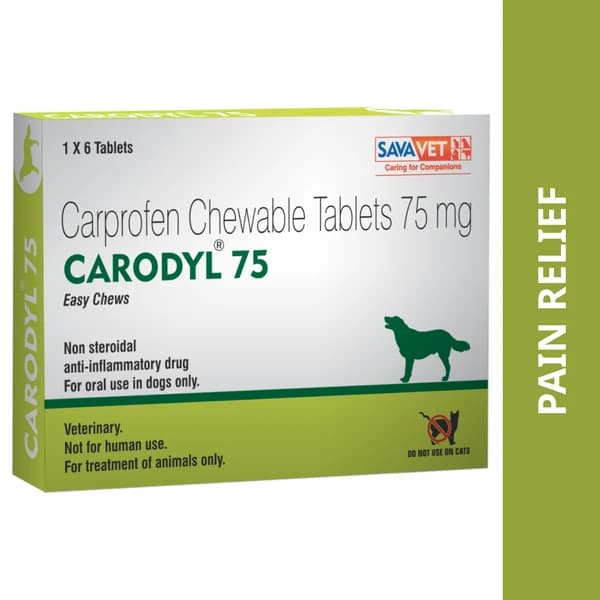 Savavet Carodyl (Carprofen 75 mg) Chewable Analgesic & Anti-Inflammatory Tablets for Medium & Large Dogs