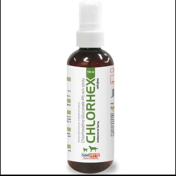 Savavet Chlorhex (Chlorhexidine Gluconate 4% w/v) Antibacterial Antiseptic Spray for Dogs & Cats (100ml)