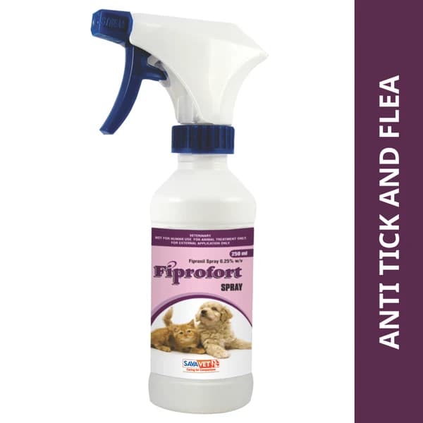 Savavet Fiprofort (Fipronil 0.25% w/v) Broad-Spectrum Ectoparasitic Tick, Flea & Chewing Lice Control Spray for Dogs & Cats (Available in 100ml & 250ml Calibrated Metered Spray Bottles)