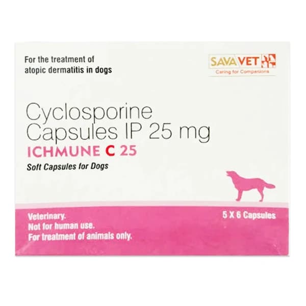 SavaVet Ichmune C 25mg (Cyclosporine) Immunomodulator Capsules/Tablets for Dogs (Strip of 6)