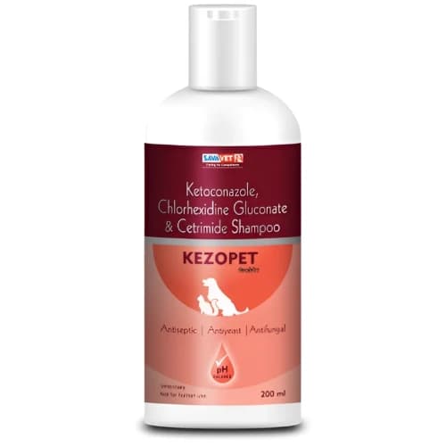Savavet Kezopet (Ketoconazole 2% + Chlorhexidine 2% + Cetrimide 0.1%) Antifungal, Antiseptic & Anti-Yeast Shampoo for Dogs & Cats (200ml)