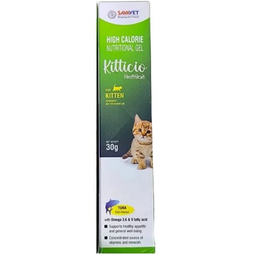 Savavet Kitticio High-Calorie Energy & Growth Nutritional Gel Supplement for Kittens & Growing Cats (100g Tube)