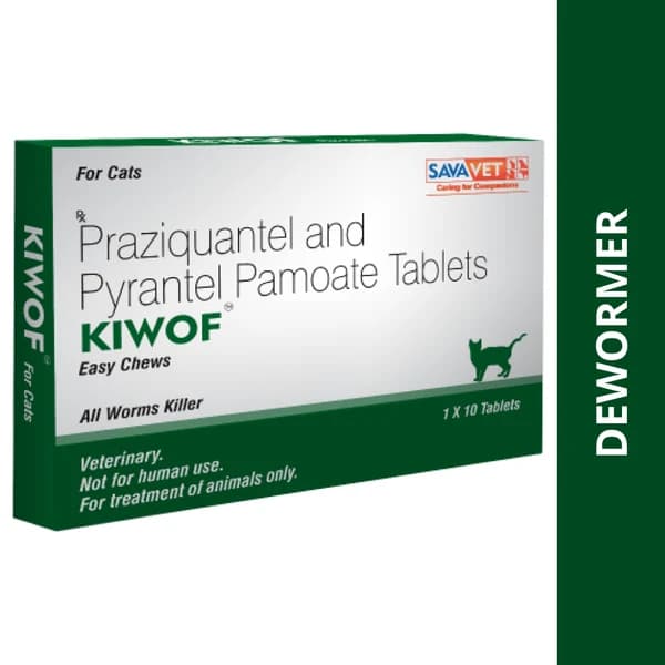 Savavet Kiwof Cat (Praziquantel 20mg + Pyrantel Pamoate 230mg) Broad-Spectrum Deworming Tablets for Cats & Kittens (Pack of 10 Tablets)