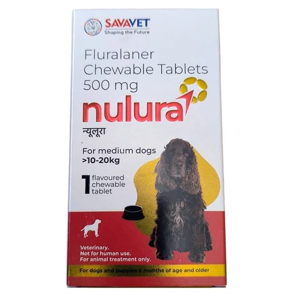 Savavet Nulura (Fluralaner 500 mg) Chewable Ectoparasitic Tablet for Medium Dogs (10 to 20 kg)
