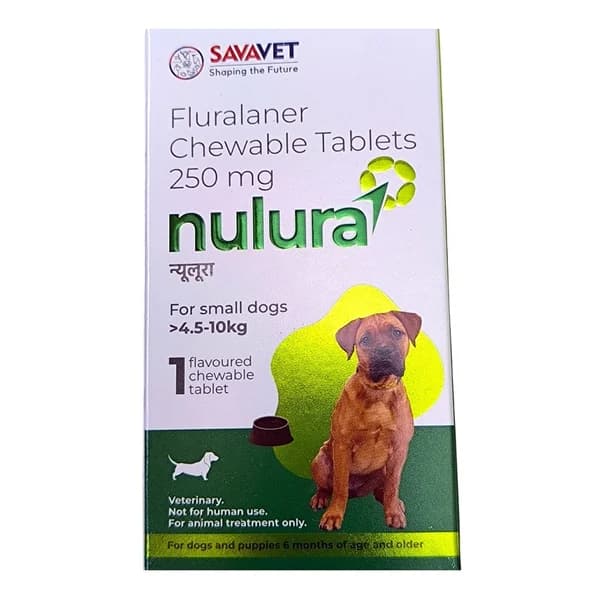 Savavet Nulura (Fluralaner 250 mg) Chewable Ectoparasitic Tablet for Small Dogs (4.5 to 10 kg)