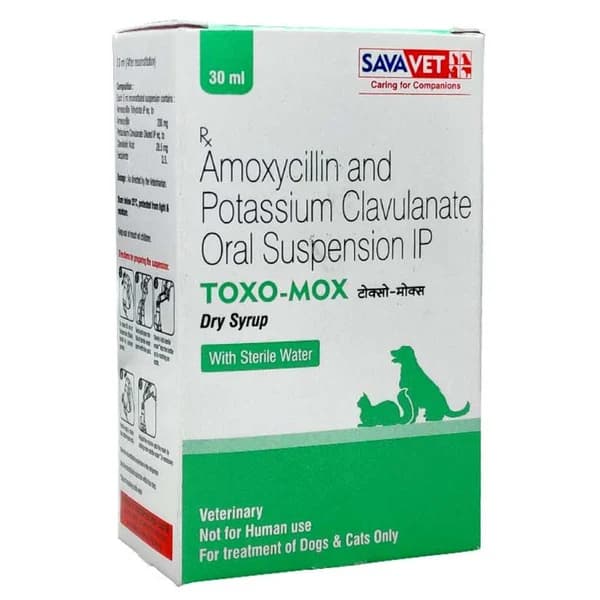 Savavet Toxo Mox Amoxicillin + Clavulanic Acid Dry Syrup for Dogs & Cats 30ml