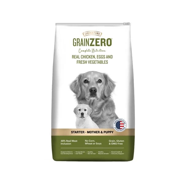 Signature Grain Zero Starter Mother & Puppy Dog Dry Food – Hypoallergenic Grain, Gluten & GMO-Free Formula with Real Chicken, Eggs, Fresh Vegetables, DHA & Omega Fatty Acids (3 kg Pack)