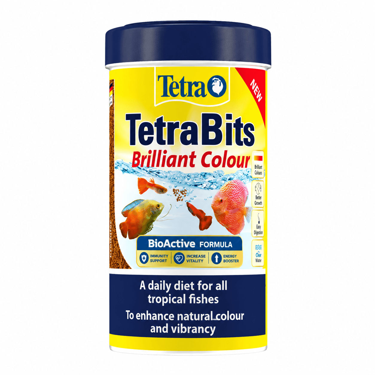 TetraBits Brilliant Colour Fish Food – Premium Slow-Sinking Granule Diet with Natural Carotenoids, High Protein & High Palatability for Tropical Fish Colour Enhancement & Vibrancy (30g Pack)