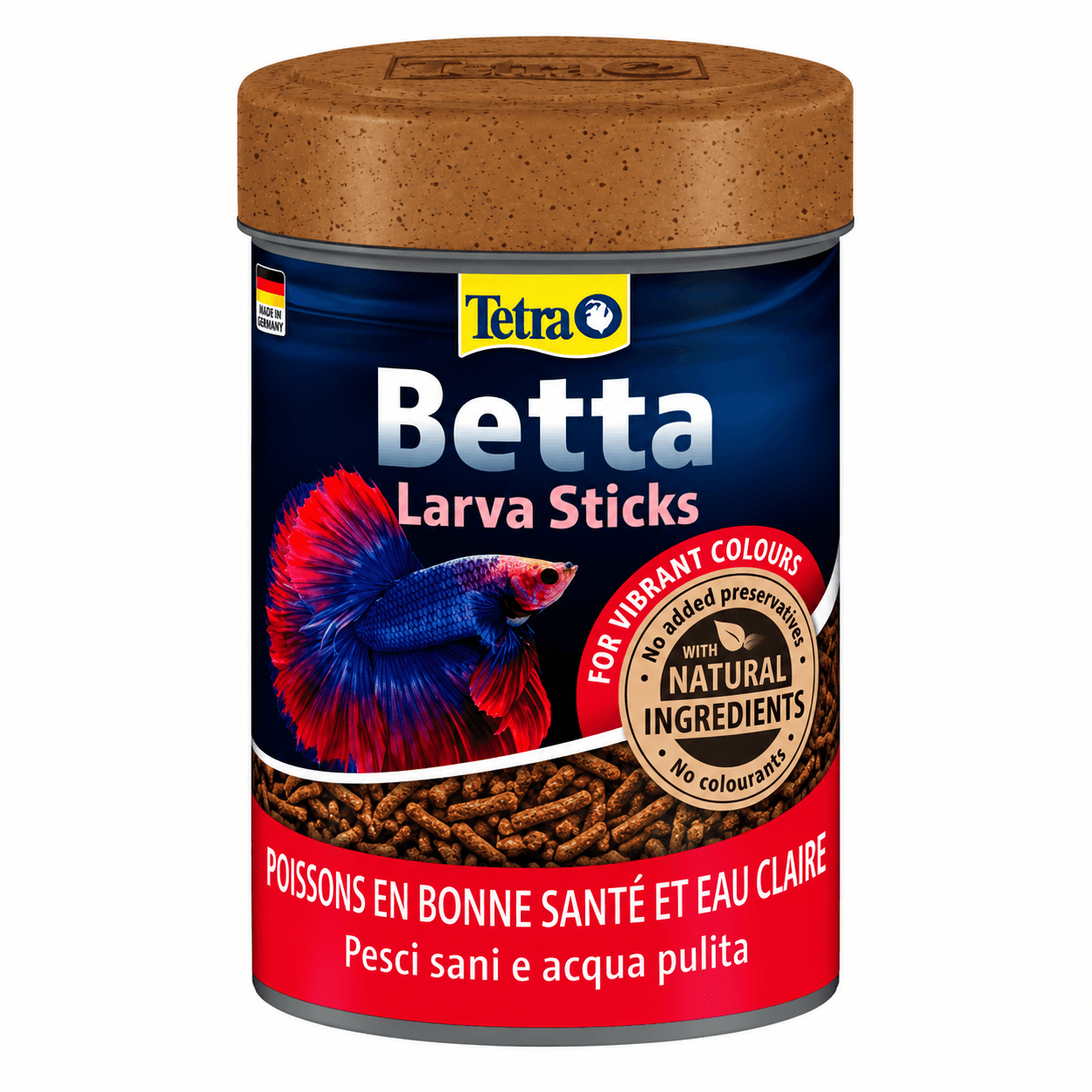Tetra Betta Larva Sticks Floating Worm-Shaped Food – Premium High-Protein Staple Diet with Natural Color Enhancers, Prebiotics & Clean Water Technology for Betta Fish & Anabantids (28g / 85ml Bottle)