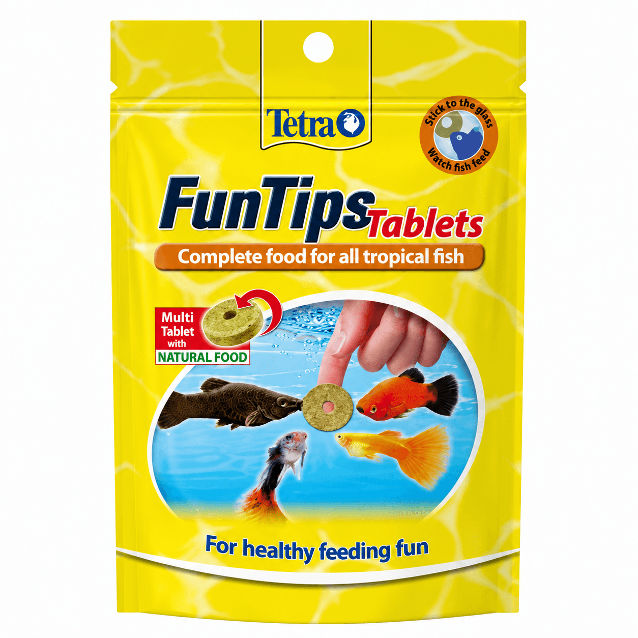 Tetra FunTips Biologically Balanced Adhesive Tablets – Interactive Glass-Sticking Dual-Colour Treat with 42% Protein, Shrimp, Krill, Spirulina & Carotenoids for Tropical Fish Enrichment & Colour Enhancement (Available in 8g & 30g Packs)