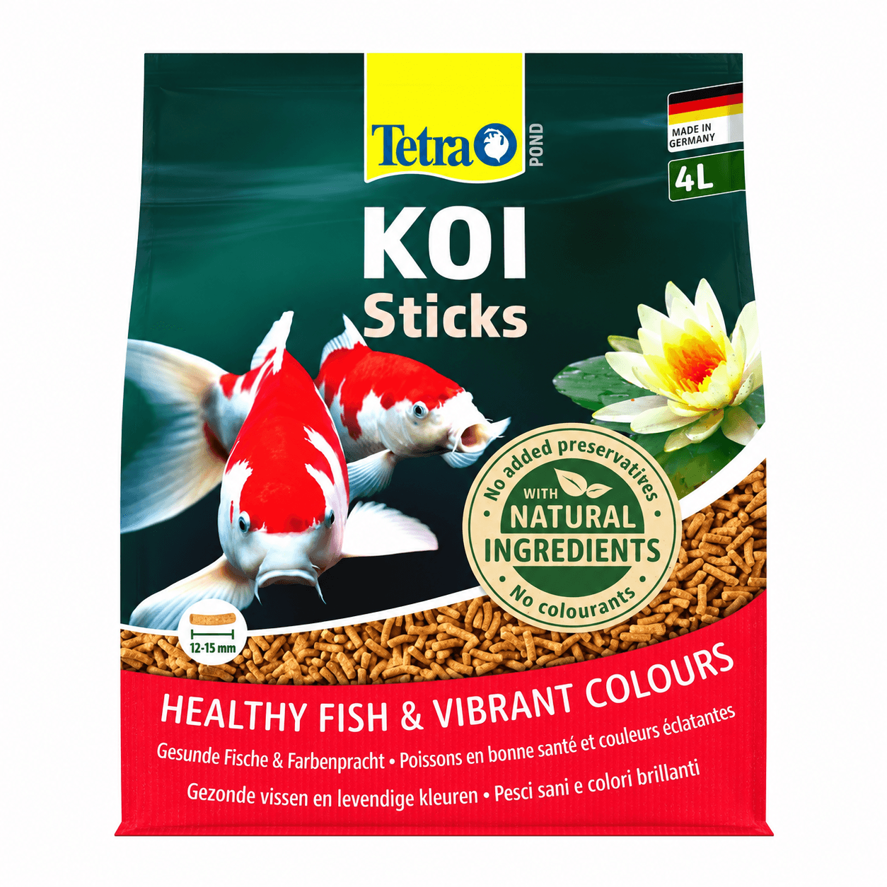 Tetra Pond Koi Sticks Complete Food – Premium Floating Staple Diet with Natural Carotenoids, Essential Vitamins & Minerals for Koi Color Vibrancy, Growth & Clear Pond Water (650g Pack)