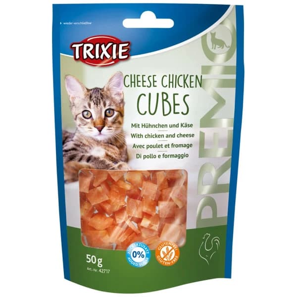 Trixie Premio Cheese Chicken Cubes Cat Treats – 81% Chicken with Cheese