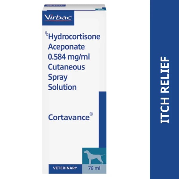 Virbac Cortavance Topical Anti-Inflammatory & Anti-Pruritic Cutaneous Spray (Hydrocortisone Aceponate 0.584 mg/ml) for Dogs & Cats (76ml Dispenser Bottle)