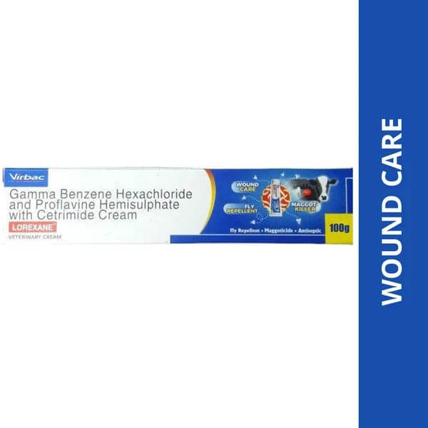 Virbac Lorexane Multi-Action Antiseptic, Anesthetic & Wound Healing Cream for Dogs & Cats with Chlorhexidine, Lidocaine, Triclosan, Allantoin & Aloe Vera (Topical Ointment Tube)