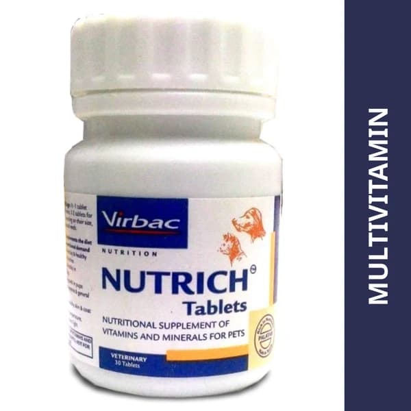Virbac Nutrich Comprehensive Multivitamin & Essential Mineral Tablets for Dogs & Cats (Strip / Pack of Tablets)