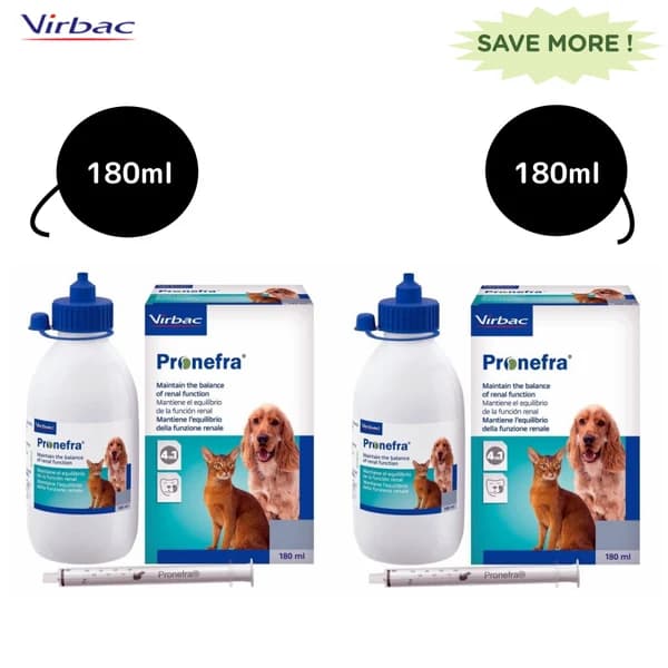 Virbac Pronefra Advanced Renoprotective Oral Suspension for Dogs & Cats(180ml + 180ml = 360ml Total)