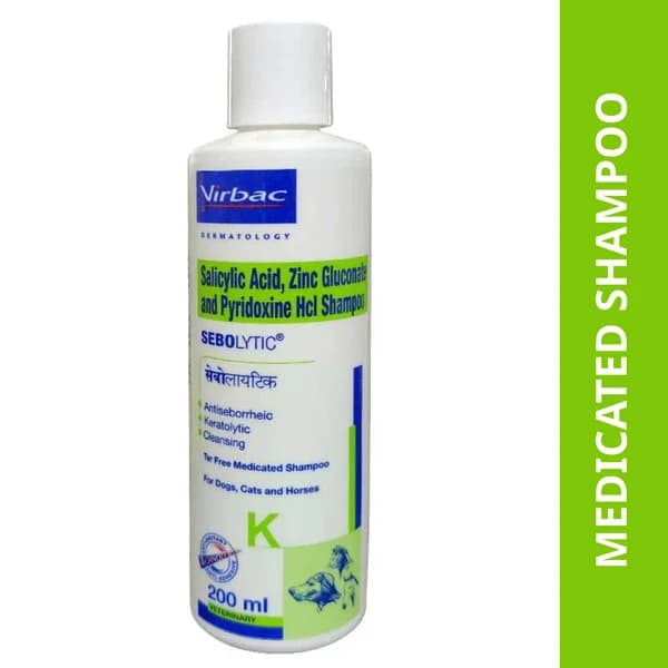 Virbac Sebolytic Keratolytic & Sebo-Regulating Medicated Shampoo for Dogs & Cats (200ml Bottle)