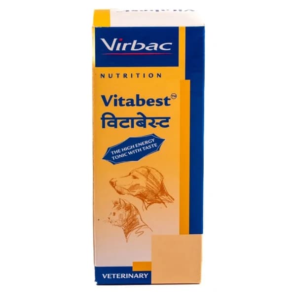 Virbac Vitabest Omega 3 & 6 Essential Fatty Acids & Fat-Soluble Vitamins (A, D, E) Tonic Syrup for Dogs & Cats (150ml Dispensing Bottle)