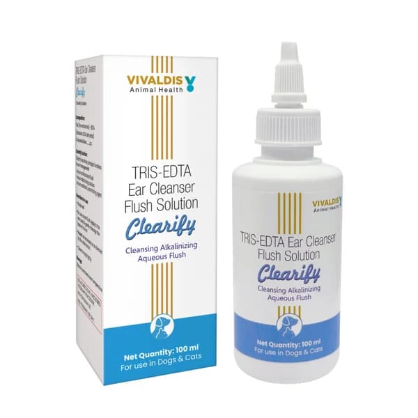 Vivaldis Clearify Tris-EDTA Medicated Ear Cleanser & Flush Solution for Dogs & Cats (100ml)