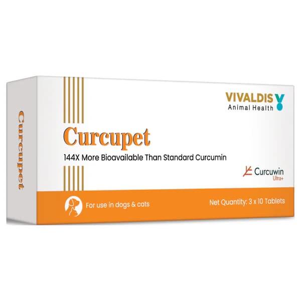 Vivaldis Curcupet Highly Bioavailable Curcumin Anti-Inflammatory & Joint Support Tablets for Dogs & Cats (Pack of 30 Tablets)