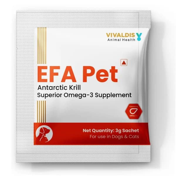 Vivaldis EFA Pet (Antarctic Krill Oil) Superior Phospholipid Omega-3 Supplement for Dogs & Cats
