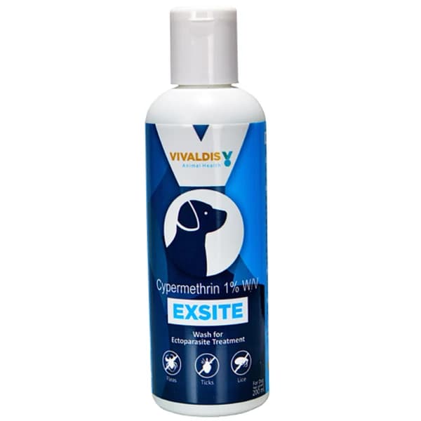 Vivaldis Exsite (Cypermethrin) Anti-Tick, Flea & Lice Medicated Shampoo for Dogs (200ml)
